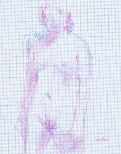 Coloured pencil on graph paper